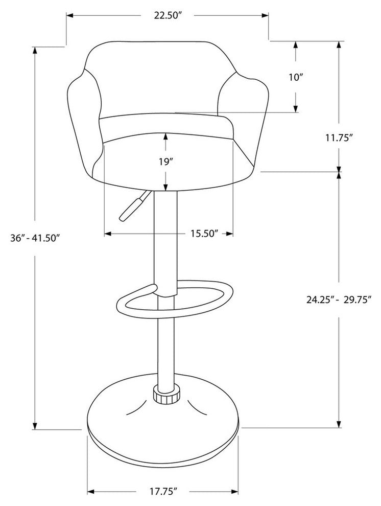 Bar Stool Swivel Bar Height Adjustable Metal Fabric Grey Chrome