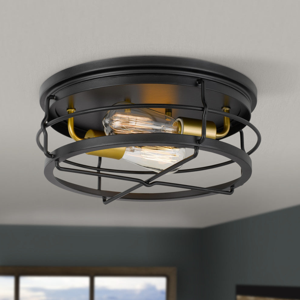 Westwood 2-Light Black Frame Flush Mount 13.88"x13.88"x5.87"