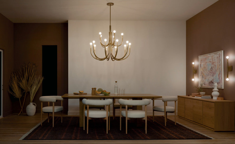 Odensa 15 Light Chandelier 2 Tier Large, Champagne Bronze