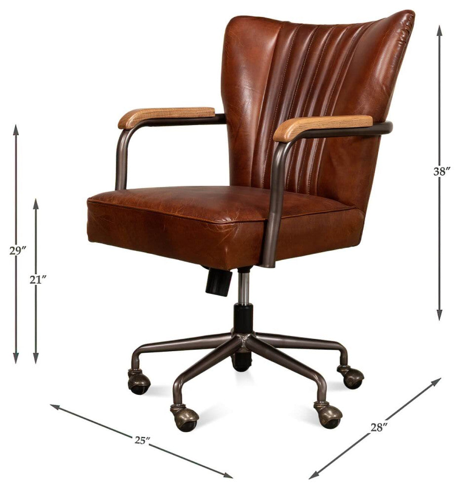 Industrial Style Leather Desk Chair