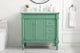 36" Single Bathroom Vanity, Vintage Mint With Ivory White Engineered Marble