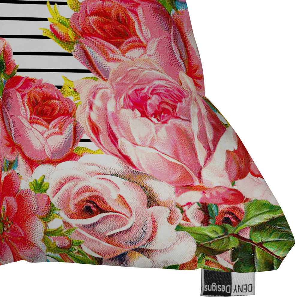 Deny Designs Allyson Johnson Bold Floral And Stripes Outdoor Throw Pillow