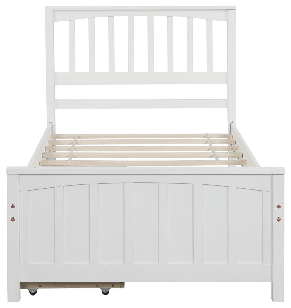 Gewnee Twin size Wdoo Platform Bed with Two Drawers in White
