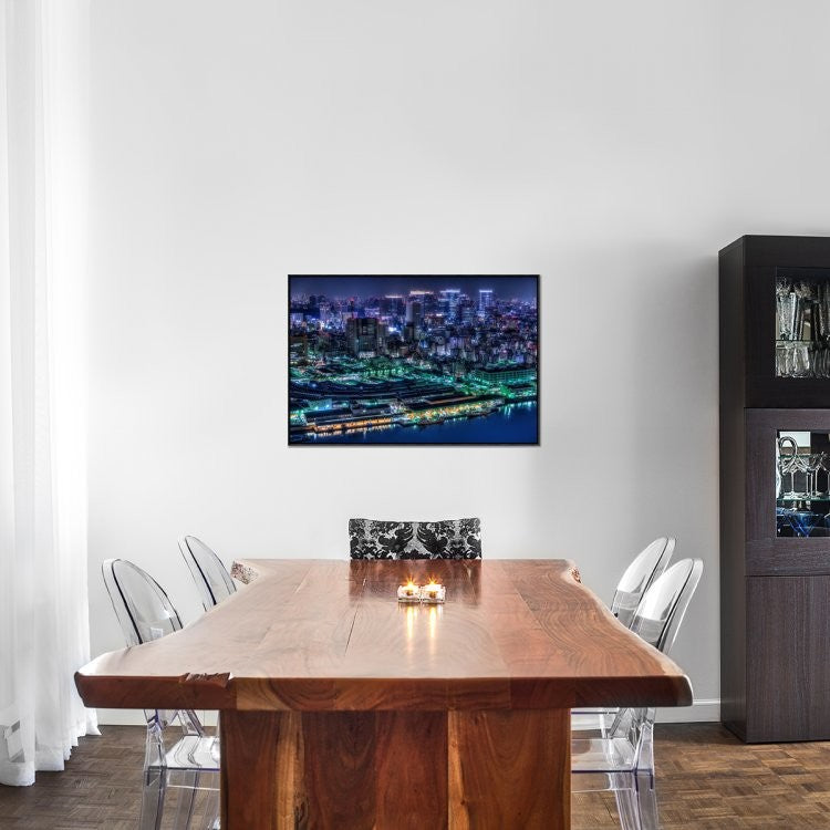 "Tokyo" Framed Canvas Giclee by Tomoshi Hara, 37x25"