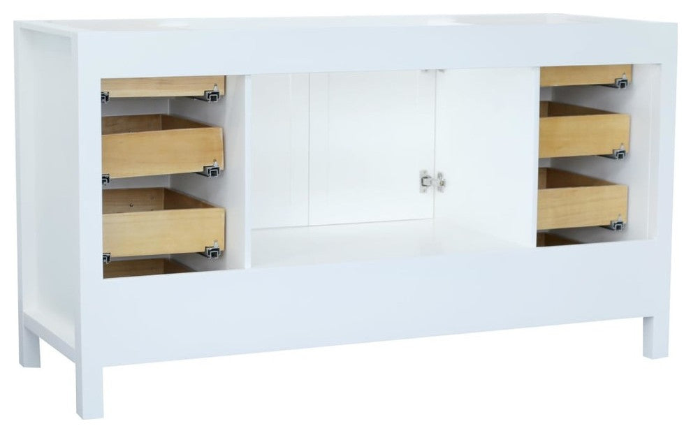 Ariel Cambridge 60" Base Cabinet, White, Single Sink Base Cabinet