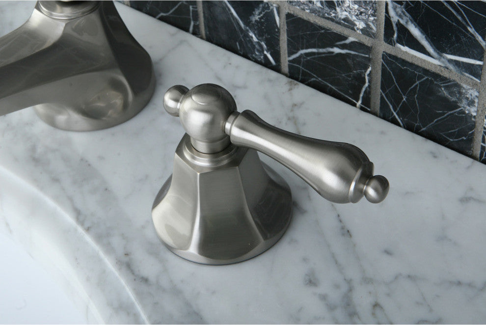 Kingston Brass Widespread Bathroom Faucet With Brass Pop-Up, Brushed Nickel