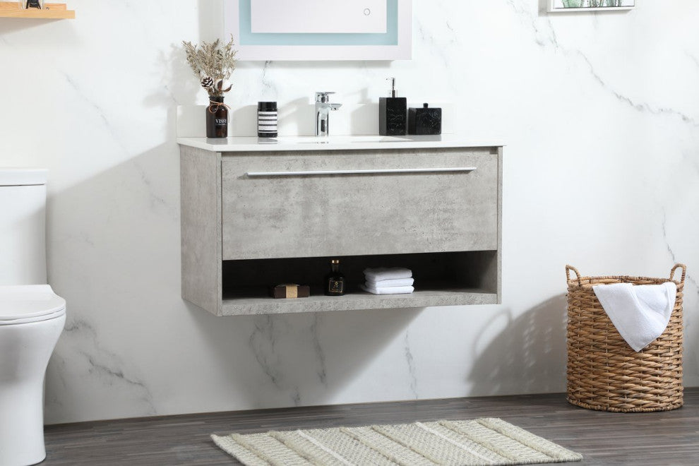 Elegant Decor Roman Bathroom Vanity Concrete Grey
