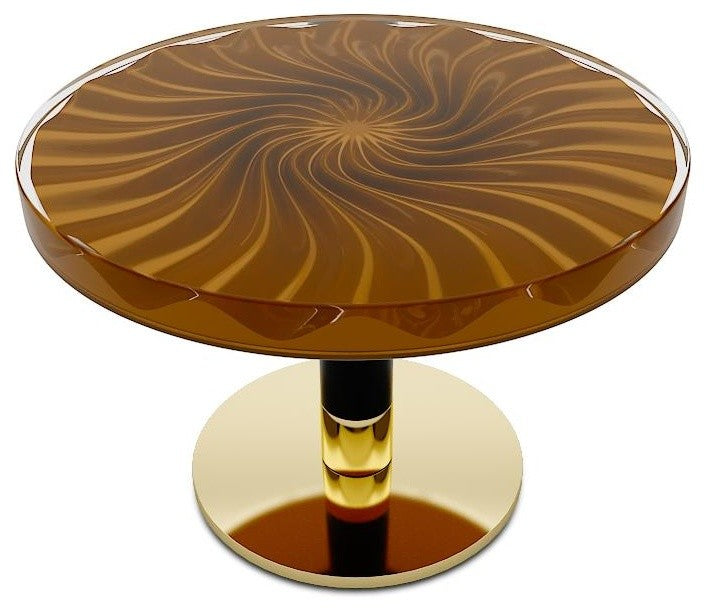 Spiral Wavy Round Coffee Table, Black, 34.5" (90cm)