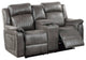Benzara BM232608 Fabric Manual Loveseat With 2 Cupholders and Console, Gray