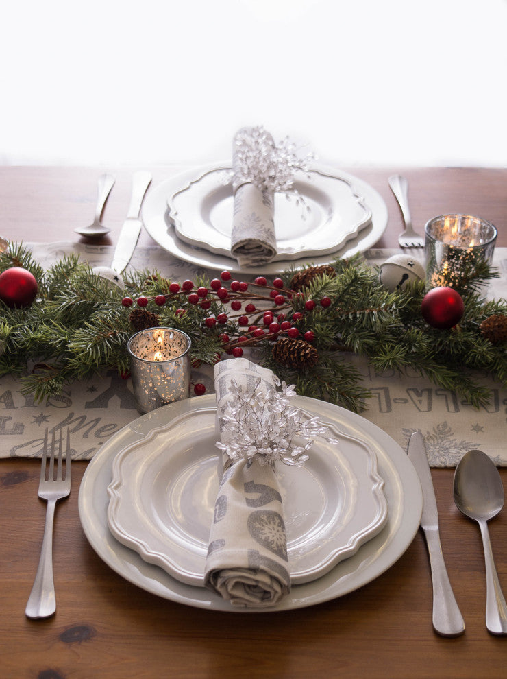 Silver Christmas Collage Na-Packin, Set Of 6