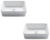 Elavo Rectangle Ceramic Vessel White Bathroom Sink, Pack of 2