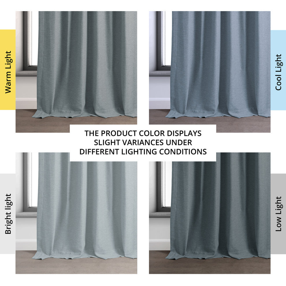 Bellino Blackout Room Darkening Curtain Single Panel, Gulf Blue, 50"x108"