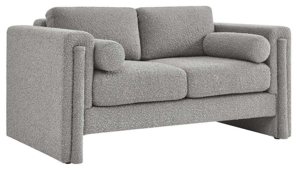 Visible Boucle Fabric Loveseat - Light Gray