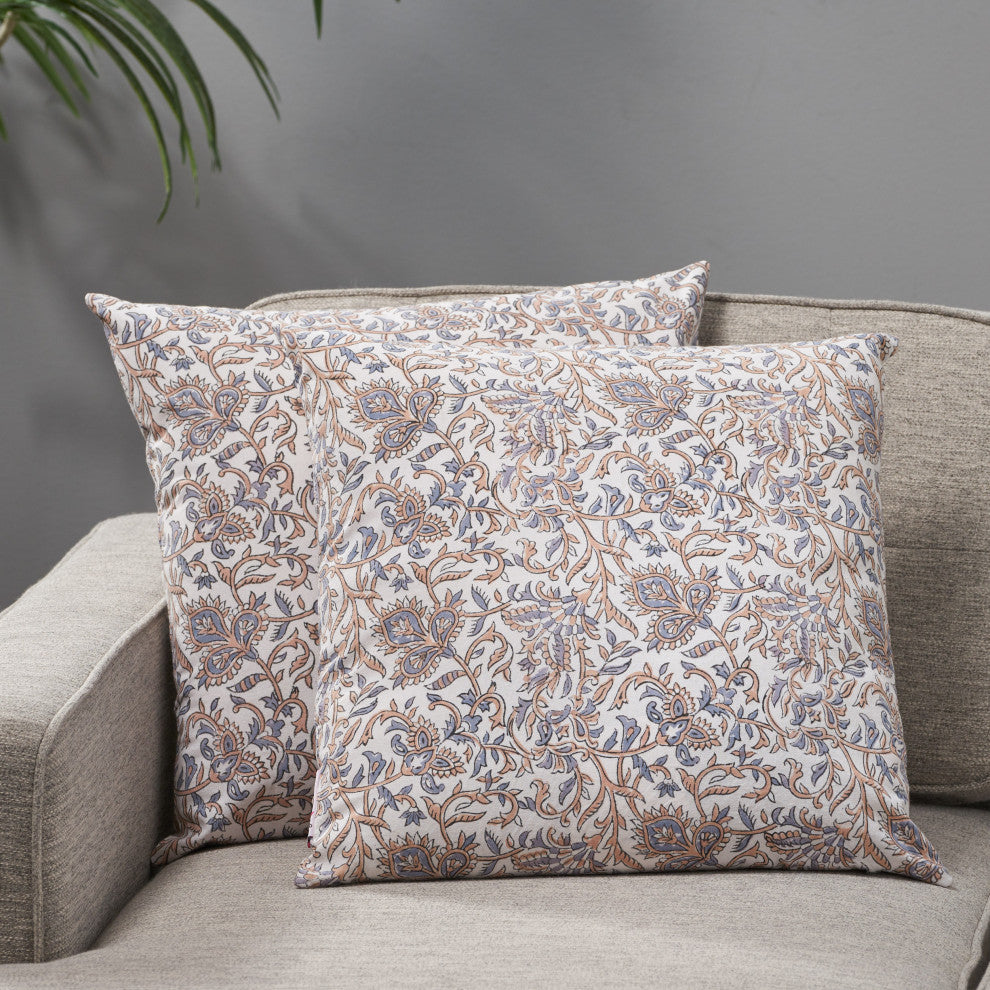 Amaya Modern Handcrafted Fabric Throw Pillow, Set of 2