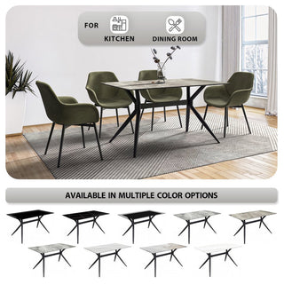 Black Carbon Steel Dining Table 62 With Deep Grey Sintered Stone Top