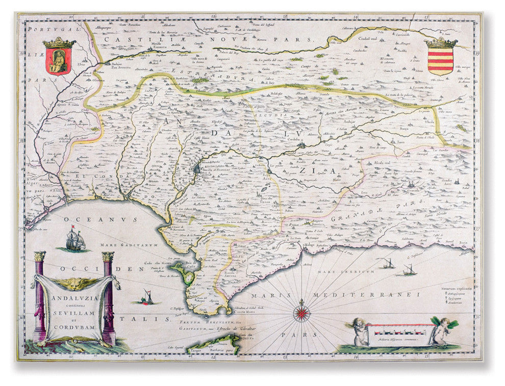 'Map of Andalusia Spain' Canvas Art