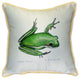 Pair of Betsy Drake Green Treefrog Large Pillows 18 Inch x 18 Inch