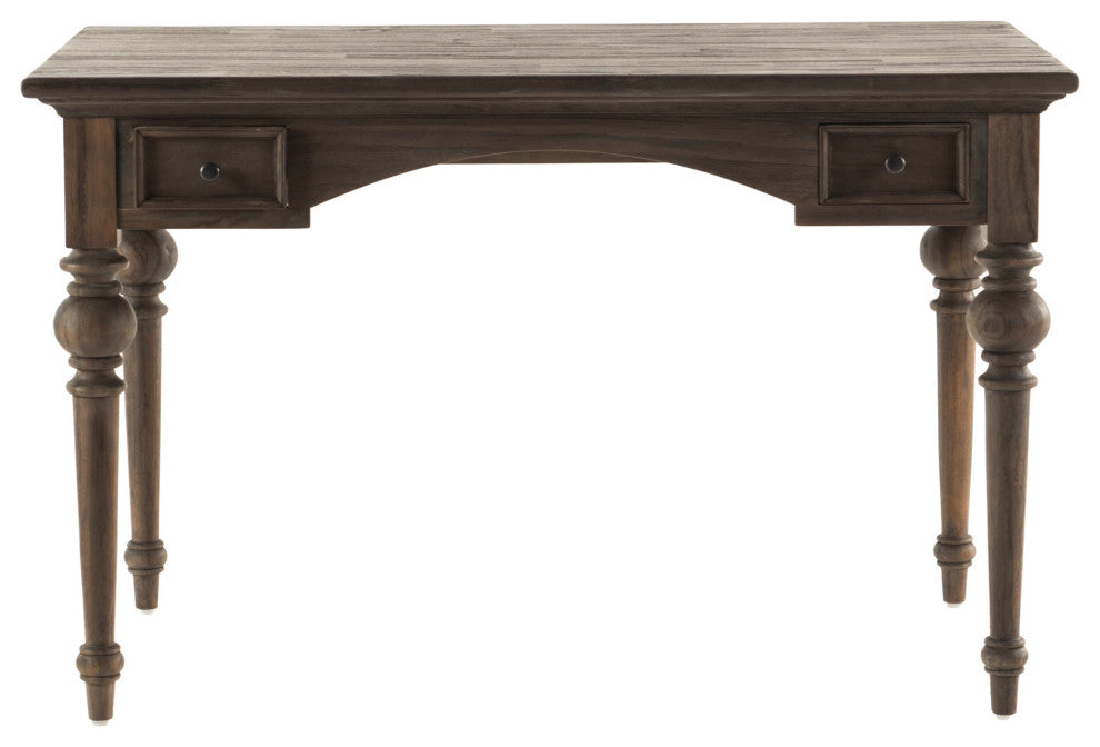 Antiqued Brown Teak Provencial Writing or Computer Desk