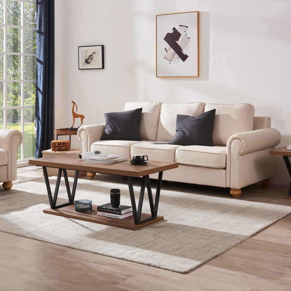 Double-Layer W Coffee Table With Storage