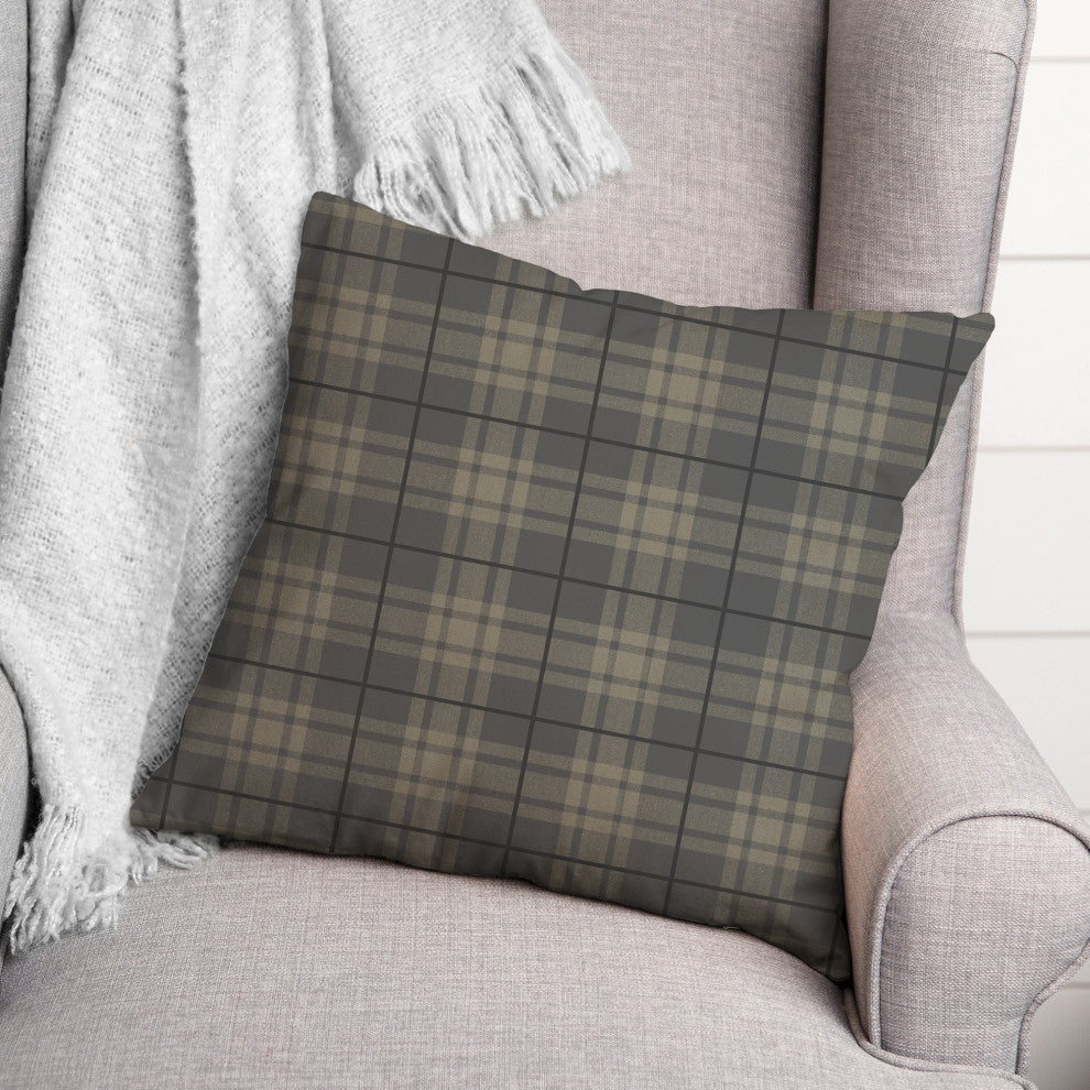 Dark Gray Plaid 18x18 Spun Poly Pillow