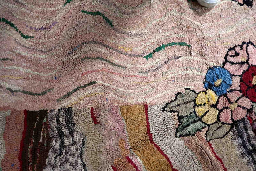 Handmade Antique American Hooked Rug 3.2'x5.7', 100cmx174cm 1880s