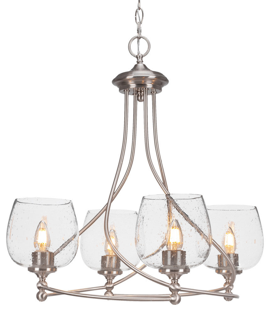 Capri 4-Light Chandelier, Brushed Nickel/Clear Bubble