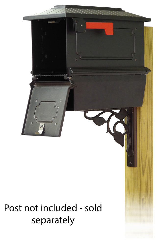 Kingston Mailbox With Newspaper Tube & Floral Front Mailbox Mounting Bracket