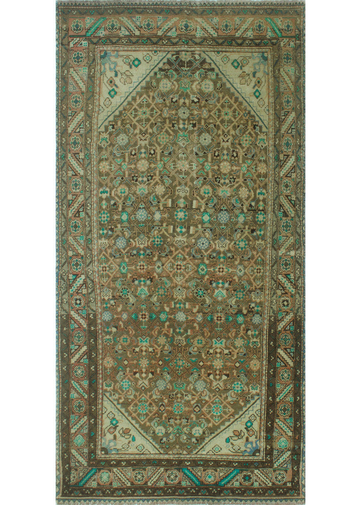 Semi-Antique Farzaan Brown/Gray Runner, 4'10x9'11