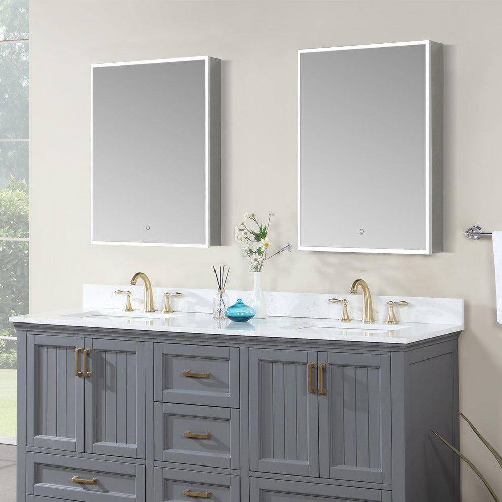 Carsoli Frameless Surface-Mount/Recessed LED Lighted Medicine Cabinet, 24"