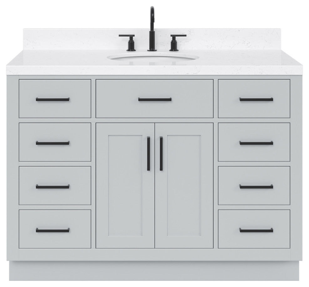 Ariel Hepburn 48"  Single Oval Sink Vanity, Carrara Quartz
