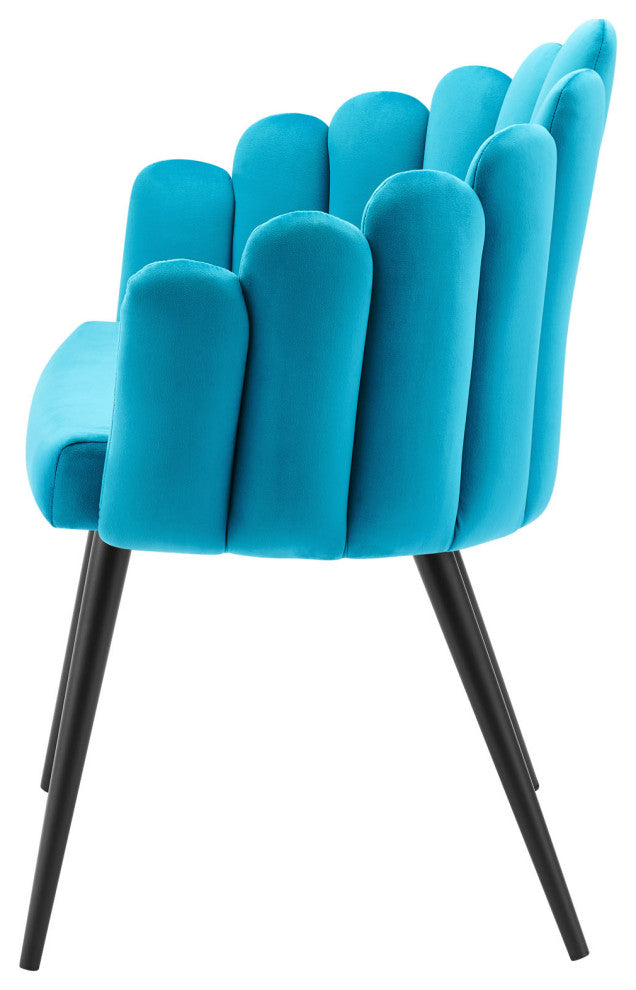 Dining Chair, Set of 2, Black Blue, Velvet, Modern, Cafe Bistro Hospitality