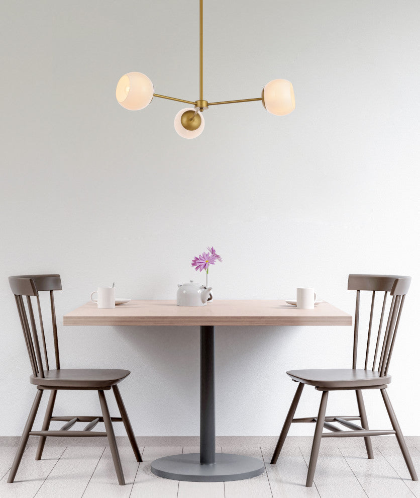 Brooke 32" Pendant, Brass With White Shade