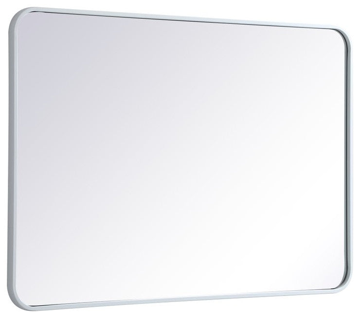 Elegant Decor MR802740WH Soft Corner Metal Rectangular Mirror, 27"x40"