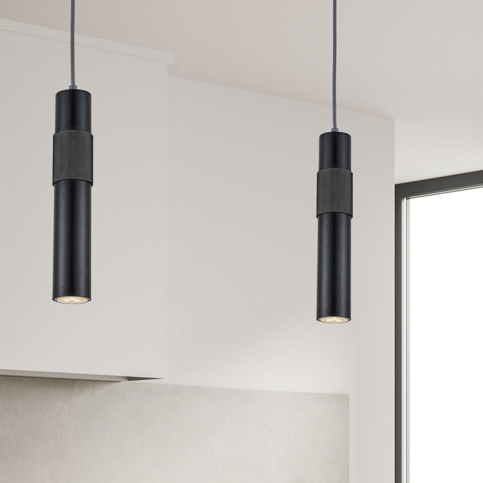 Passwell Modern 1 Light Matte Black Metal Pendant