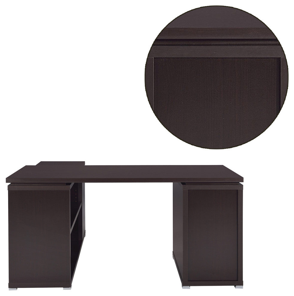 L-Shape Office Desk With Drawers and Shelves, White