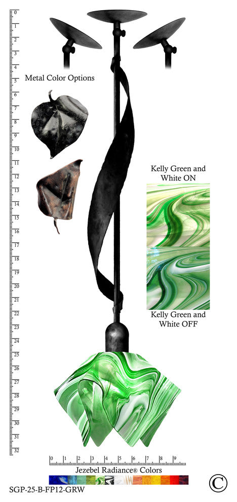 Jezebel Radiance Sweetgrass Pendant, Kelly Green and White