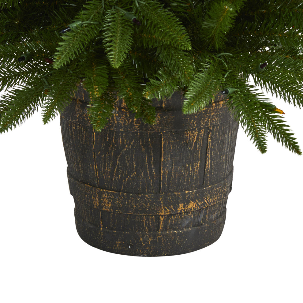 5' Sierra Fir Faux Xmas Tree W/Multicolor Lights & Bendable Branches, Container