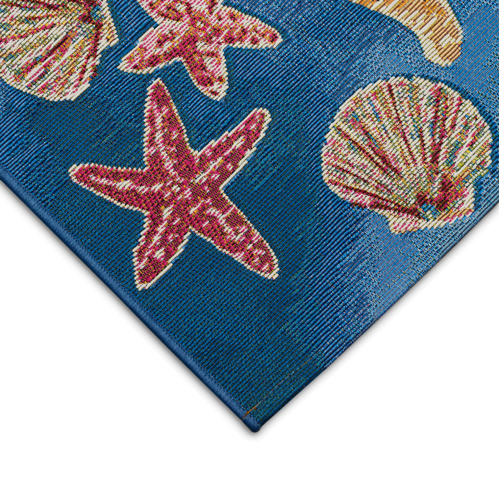 Esencia Shell We Dance Indoor/Outdoor Mat Aqua 1'11"x4'11"