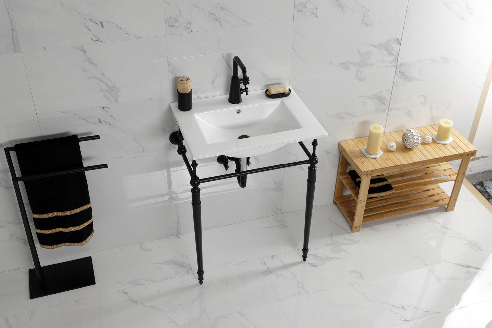 Fauceture KVPB24187W1MB 24" Console Sink, Legs, Single Hole