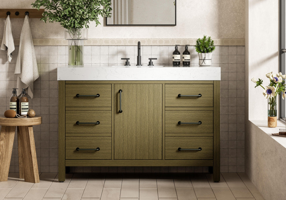 Home Living 48" Single Bathroom Vanity, Chestnut Brown