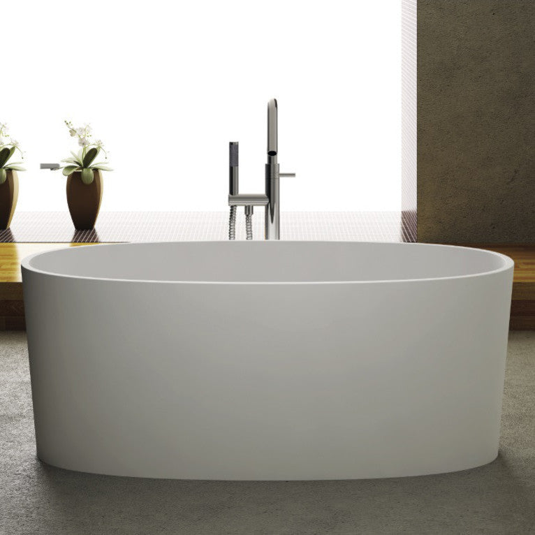 ADM Oval Freestanding Bathtub, White, 61", Glossy White