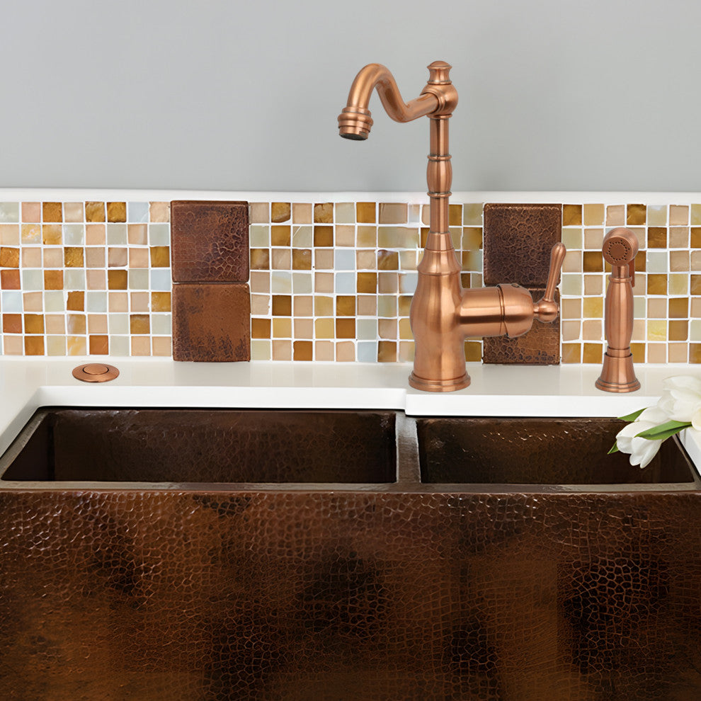 Single Outlet Copper Garbage Disposal Kitchen Air Switch Kit, Copper