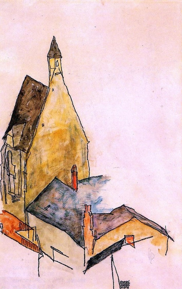 Egon Schiele Spitalskirche Molding, 18"x27" Wall Decal