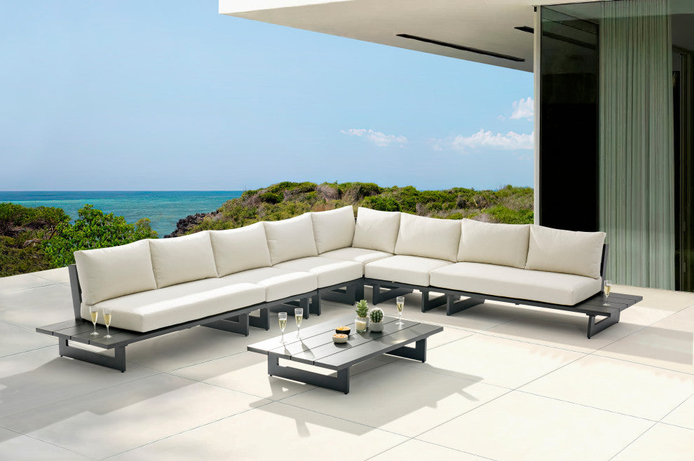 Maldives Cream Water Resistant Fabric Outdoor Patio Modular Sectional