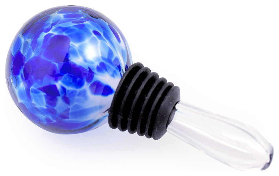 American Made Blown Glass Wine Stopper, Blueberry