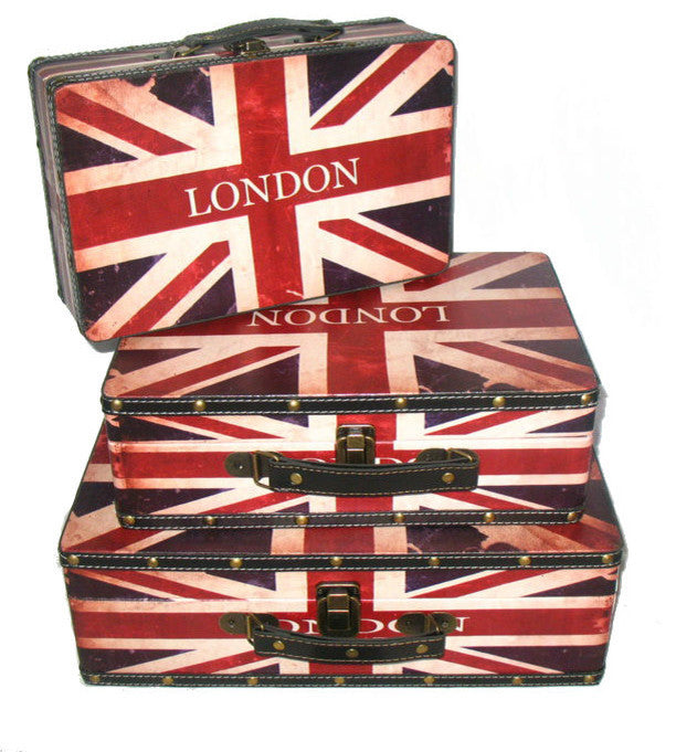 Rustic British Flag Decorative Storage Boxes, Set of 3