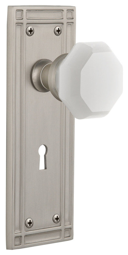 Mission Plate with Keyhole Single Dummy Waldorf White Milk Glass Knob