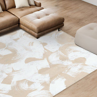 Swish Stone I Abstract Art Area Rug, 7.5'x10.3'