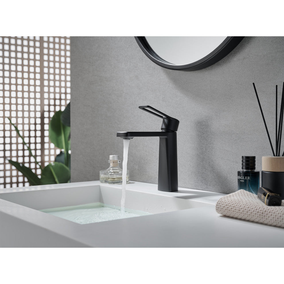Paula Single Hole Single-Handle Bathroom Faucet, Matte Black