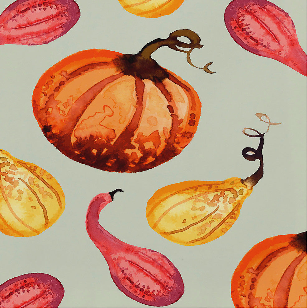 Gourds Galore 18"x14" Light Green Fall Print Placemat, Set of 4